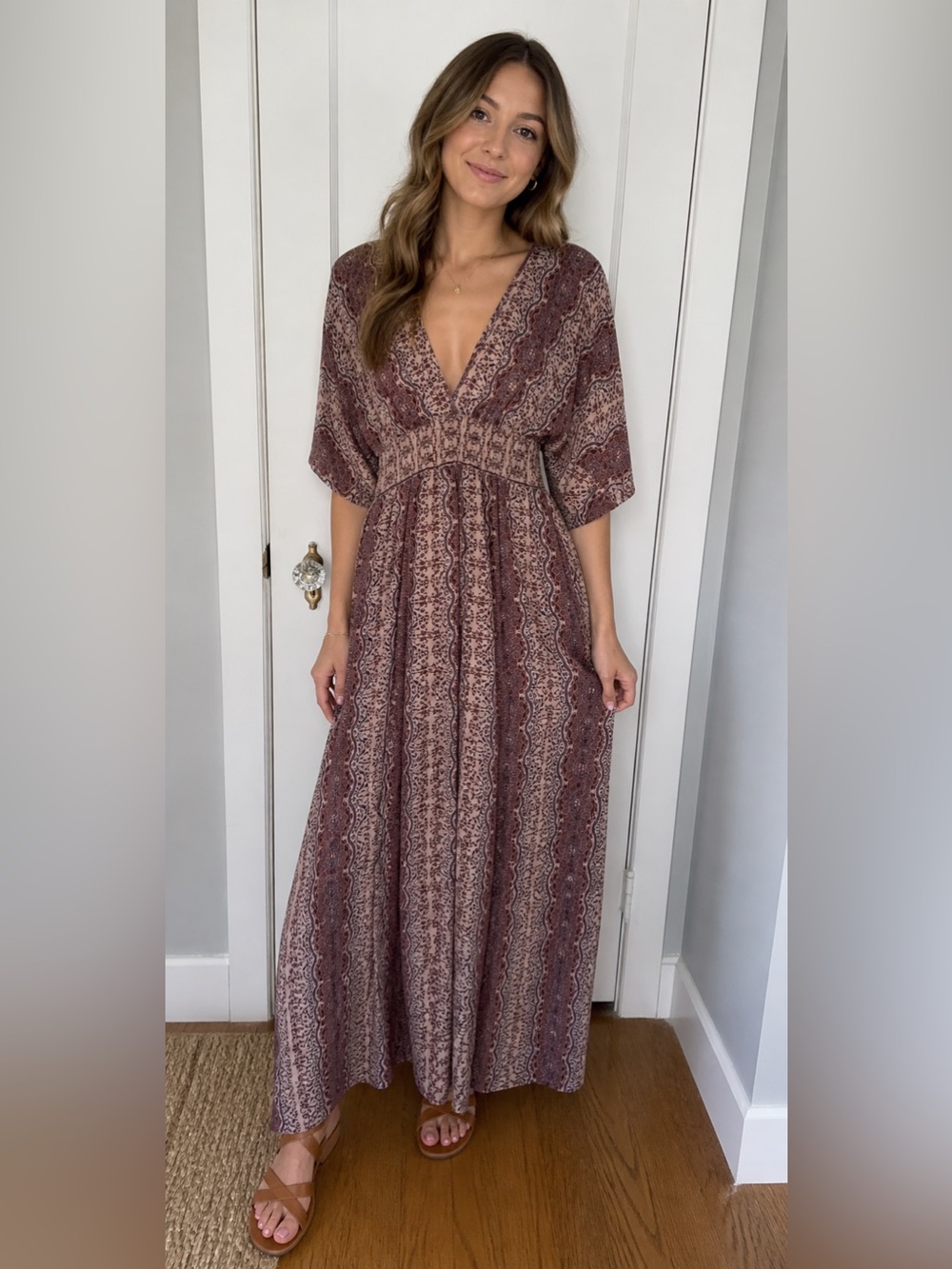 Altar'd State Tan Boho Maxi Dress